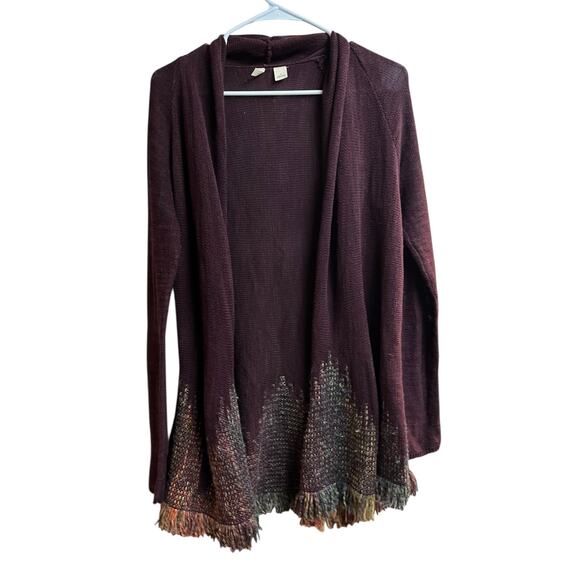 Anthropologie Moth Nevis Open Front Cardigan Sweater Medium Fringe Hem - Picture 1 of 10